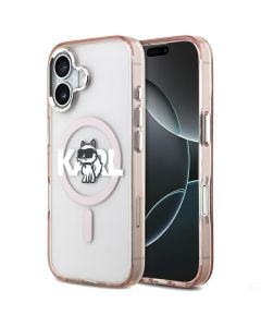 KARL LAGERFELD case for IPHONE 17 compatible with MagSafe KLHMP17SHGCHGKBP (IML Choupette Sketch Logo) pink