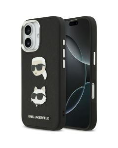 KARL LAGERFELD case for IPHONE 17 compatible with MagSafe KLHCP17SPSFDHPOK (FW Grained PU W/ K&C Heads Pins & Logo) black