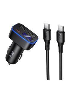 Car charger Hoco with LCD 2xUSB A + 1xUSB C PD QC3.0 42W Z63A black