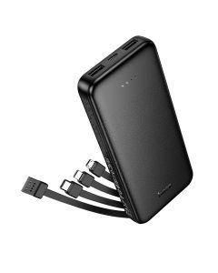 Powerbank Hoco 10000 mAh 2A with four built-in cables USB A + USB C+ Lightning + Micro USB J163 black