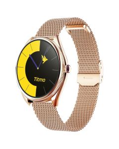 Smartwatch TITMO O-170 (AMOLED  bluetooth call  stainless steal gold mesh strap) gold