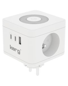 KERG Smart 2-socket power cube + USB-A + USB-C charger + LED lamp 16A/250V~ white