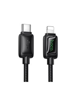 Cable with LCD USB C to Lightning Hoco PD 30W 1 2 m U146 black