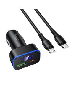 Car charger Hoco USB A + USB C PD QC3.0 48W + cable USB C to C Z63B black