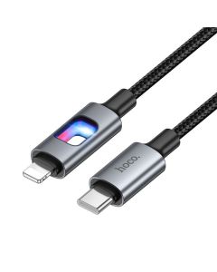 LED Cable USB C to Lightning Hoco PD 27W 1 2 m U144 black
