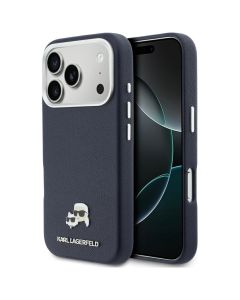 KARL LAGERFELD case for IPHONE 17 Pro compatible with MagSafe KLHMP17L6PFKCLB (PU FW W/ K&C Head Pin) blue