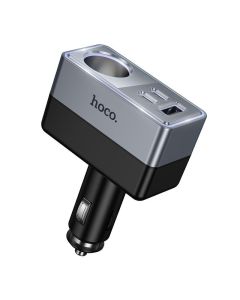 Car charger Hoco 1xUSB A + 2xUSB C+1x cigarette lighter ports PD QC3.0 max 165W/24V Z65A black