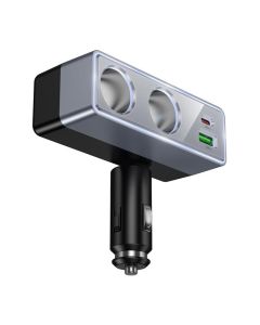 Car charger Hoco 1xUSB A + 1xUSB C+2x cigarette lighter ports PD QC3.0 max 240W/24V Z65B black