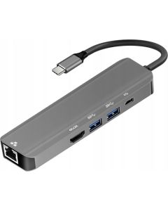 Adapter HUB 5in1 USB C ART OEM-C15-1 silver