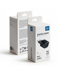 Phone charger Blue Star Nano GaN USB C + USB A QC4.0 PD 3A 33W VT-332 black