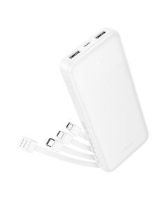 Powerbank Hoco 10000 mAh 2A with four built-in cables USB A + USB C+ Lightning + Micro USB J163 white