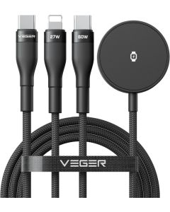Cable 3in1 USB C to Lightning / Typ C / iWatch / SAM Watch VEGER 3A 92W V730 1 5 m black