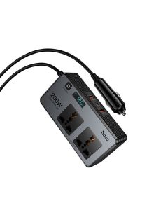 Smart dual car inverter charger Hoco 2 lighter ports max 200W PD66W/1C2A Z66 black