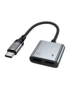 Adapter AUX USB C to 2x USB C max 10W Hoco UPA34A UPA34A gray