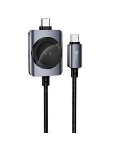 Hoco USB C to USB C cable PD100W with wireless charging for Apple Watch 1 2 m CW66 black