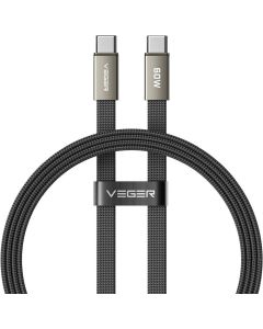 Flat cable Type C to Type C VEGER PD 3A 60W CC06-MTB 1 2 m black
