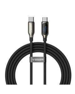 Cable with LED display Type C to Type C VEGER PD 5A 100W CC1-XHJ 1 5 m black