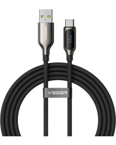 Cable with LED display USB A to Type C VEGER PD 3A 66W AC1-XHJ 1 2 m black