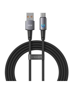 Cable with LED light indicator USB A to Type C VEGER PD 3A 66W AC1-ZSD 1 2 m black