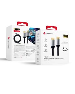 Cable Display Port to Display Port 2.1 Forcell 16K 60Hz/8K 120Hz/4K 240Hz - High Speed  HDR  Ethernet  G-SYNC/FreeSync  80Gbps  2 m black