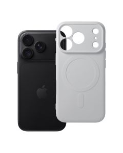 Case for iPhone 18 Pro / 17 Pro Silicone Mag Cover compatible with MagSafe (camera protection) silver