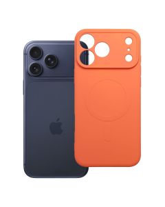 Case for iPhone 17 Pro Max / 18 Pro Max Silicone Mag Cover compatible with MagSafe (camera protection) orange