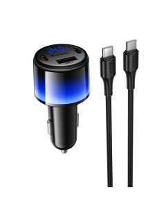 Car charger Hoco USB A + 2xUSB C PD QC3.0 37W + cable USB C to C Z69A black