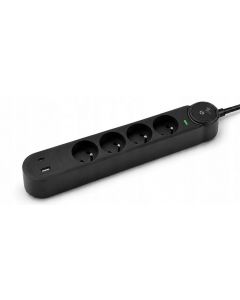 Extension cord 4 sockets + USB A + USB C Art FU915 3 m black