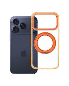 Case for iPhone 18 Pro Max / 17 Pro Max Frame Circle Stand compatible with MagSafe orange