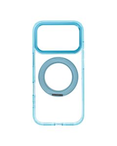 Case for iPhone 18 Pro / 17 Pro Frame Circle Stand compatible with MagSafe light blue