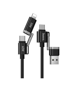 Cable 4w1 USB A/USB C do USB C/Lightning Hoco 3A 60W 1 2 m U155 black