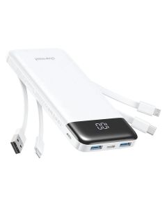 Powerbank Charmast W1148 5V 3A 10000 mAh with built-in cables USB A / USB C / Lightning / Micro USB White
