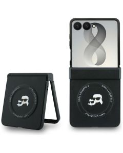 KARL LAGERFELD case for SAMSUNG GALAXY Z FLIP 8 compatible with MagSafe (Karl&Choupette Saffiano Pins) black