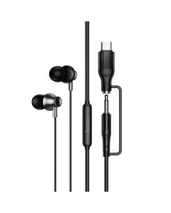 Wired earphones with microphone Jack 3 5 mm/ USB C Hoco M119A black