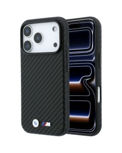 BMW case for IPHONE 18 Pro/17 Pro compatible with MagSafe (Carbon Metal Logo) black 
