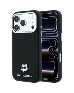 KARL LAGERFELD case for IPHONE 18 Pro Max/ 17 Pro Max compatible with MagSafe (Grained Choupette Head Metal) black