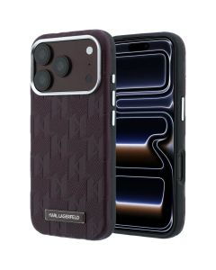 KARL LAGERFELD case for IPHONE 18 Pro Max/17 Pro Max compatible with MagSafe (Mono Resin Logo) burgundy