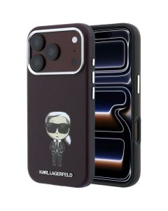 KARL LAGERFELD case for IPHONE 18 Pro/ 17 Pro compatible with MagSafe (Smooth Ikonik Sketch) burgundy