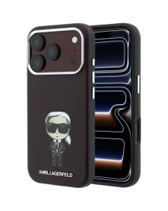 KARL LAGERFELD case for IPHONE 18 Pro Max/ 17 Pro Max compatible with MagSafe (Smooth Ikonik Sketch) burgundy