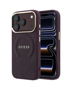 Case for IPHONE 18 Pro/17 Pro compatible with MagSafe (Saffiano Peony Ring) brown