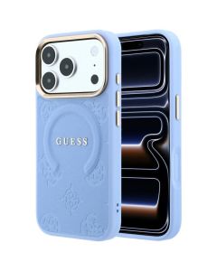 Case for IPHONE 18 Pro/17 Pro compatible with MagSafe (Saffiano Peony Ring) light blue