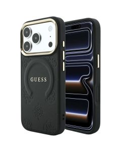 Case for IPHONE 18 Pro Max/17 Pro Max compatible with MagSafe (Saffiano Peony Ring) black
