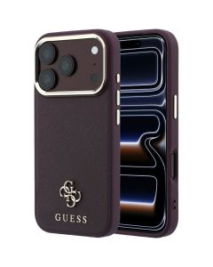 Case for IPHONE 18 Pro/17 Pro compatible with MagSafe (Saffiano Small 4G & Classic Logo) brown