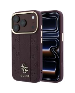 Case for IPHONE 18 Pro Max/17 Pro Max compatible with MagSafe (Stripe Peony 4G Logo) burgundy 