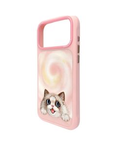 NIMMY case BIG EYED LYING RAGDOLL CAT compatible with MagSafe for IPHONE 18 Pro/17 Pro pink