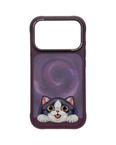 NIMMY case BIG EYED LYING CREAM CAT compatible with MagSafe for IPHONE 18 Pro/17 Pro purple