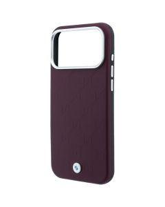 BMW case for IPHONE 18 Pro Max/17 Pro Max compatible with MagSafe (Sign Deboss Quilted Metal Logo) burgund