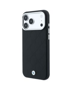BMW case for IPHONE 18 Pro Max/17 Pro Max compatible with MagSafe (Sign Deboss Quilted Metal Logo) black