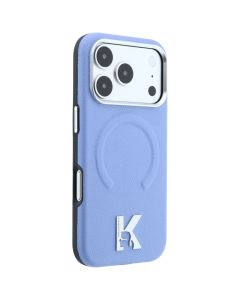 KARL LAGERFELD case for IPHONE 18 Pro Max/17 Pro Max compatible with MagSafe (Grained Embossed Ring & Kameo Logo) light blue