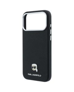 KARL LAGERFELD case for IPHONE 18 Pro/ 17 Pro compatible with MagSafe (Grained Karl Head Metal) black